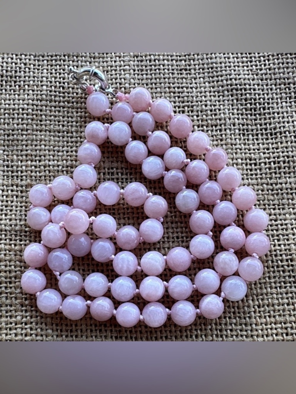 morganite beaded necklace Hand Knotted Beaded Stone New